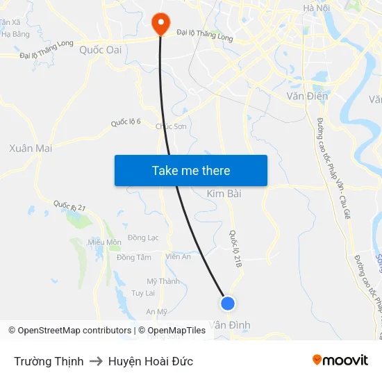 Trường Thịnh to Huyện Hoài Đức map