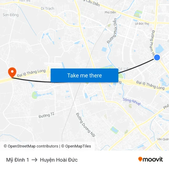 Mỹ Đình 1 to Huyện Hoài Đức map