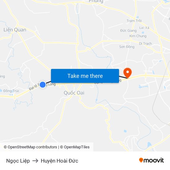 Ngọc Liệp to Huyện Hoài Đức map