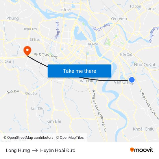 Long Hưng to Huyện Hoài Đức map