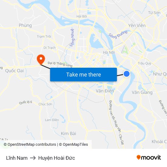 Lĩnh Nam to Huyện Hoài Đức map