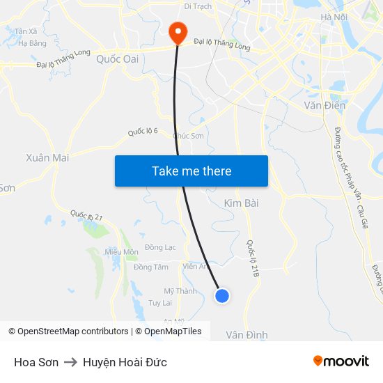 Hoa Sơn to Huyện Hoài Đức map