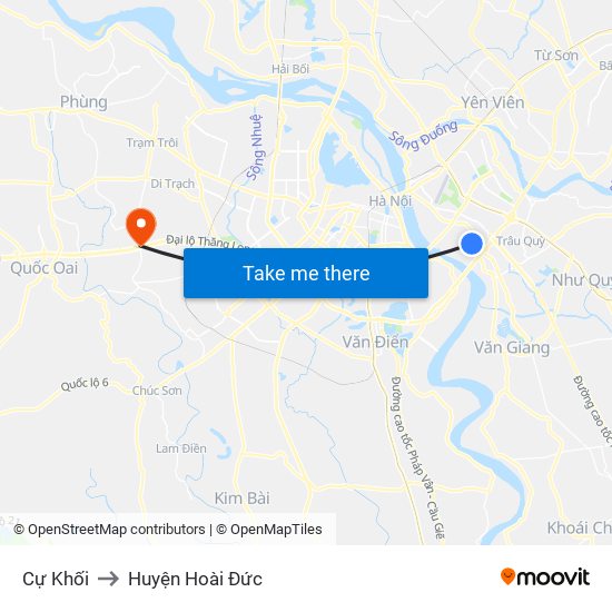 Cự Khối to Huyện Hoài Đức map