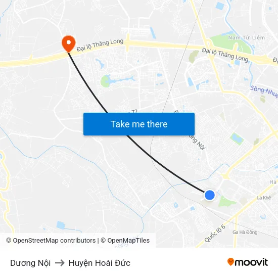 Dương Nội to Huyện Hoài Đức map