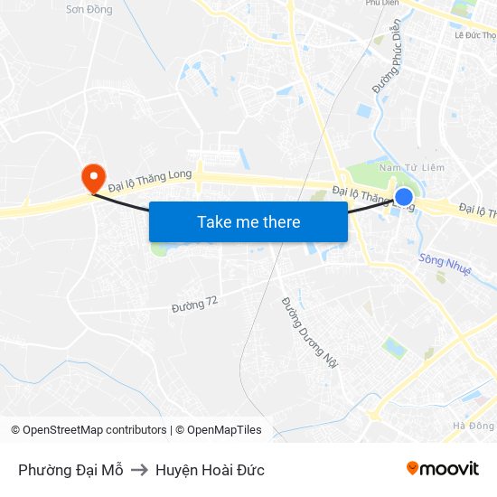 Phường Đại Mỗ to Huyện Hoài Đức map