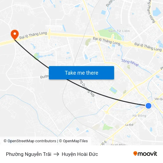 Phường Nguyễn Trãi to Huyện Hoài Đức map