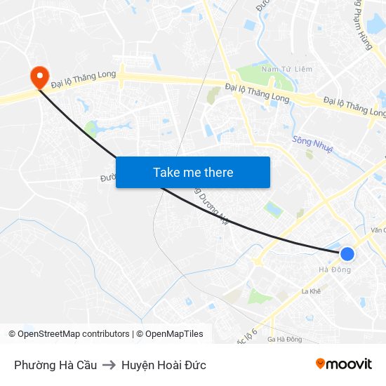 Phường Hà Cầu to Huyện Hoài Đức map