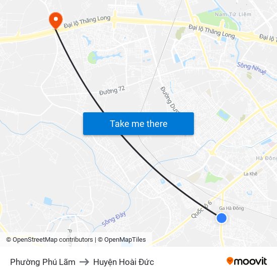 Phường Phú Lãm to Huyện Hoài Đức map