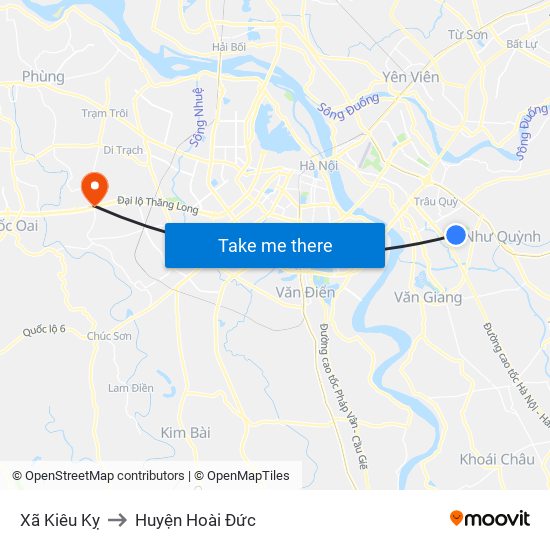 Xã Kiêu Kỵ to Huyện Hoài Đức map