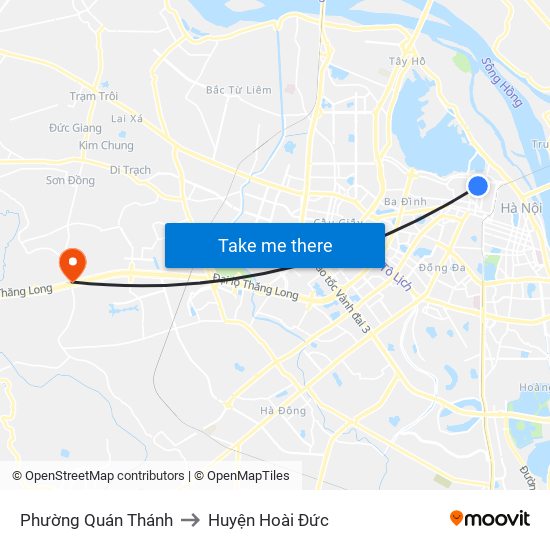 Phường Quán Thánh to Huyện Hoài Đức map