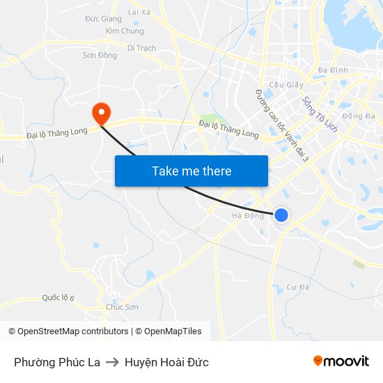 Phường Phúc La to Huyện Hoài Đức map