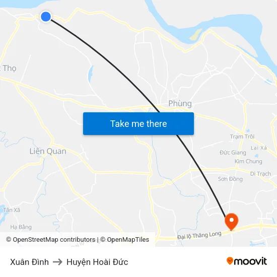 Xuân Đình to Huyện Hoài Đức map