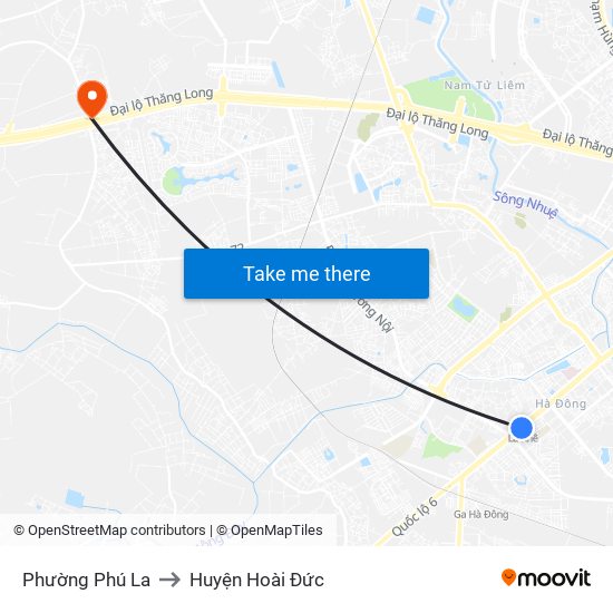 Phường Phú La to Huyện Hoài Đức map