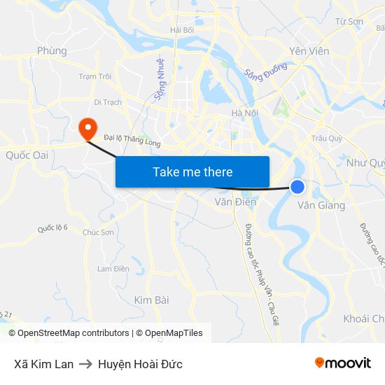 Xã Kim Lan to Huyện Hoài Đức map