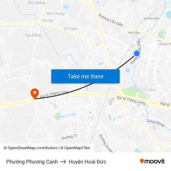 Phường Phương Canh to Huyện Hoài Đức map