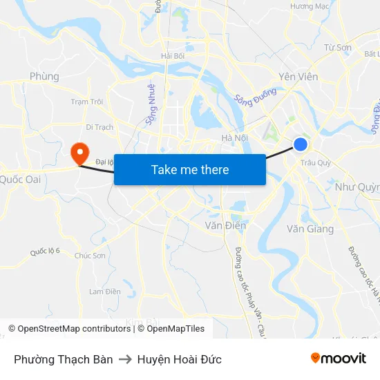 Phường Thạch Bàn to Huyện Hoài Đức map