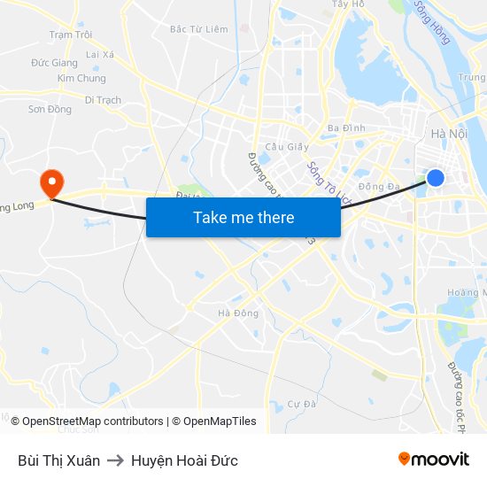 Bùi Thị Xuân to Huyện Hoài Đức map