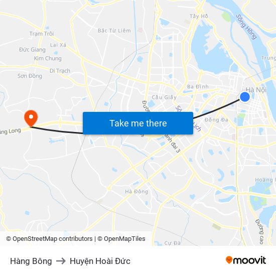 Hàng Bông to Huyện Hoài Đức map