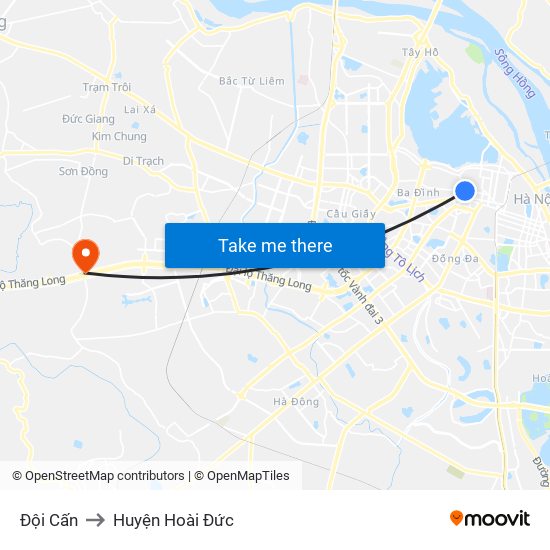 Đội Cấn to Huyện Hoài Đức map