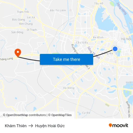 Khâm Thiên to Huyện Hoài Đức map