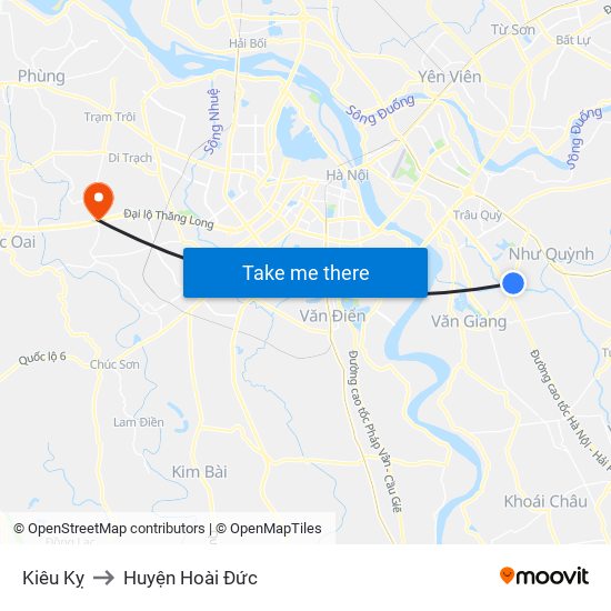 Kiêu Kỵ to Huyện Hoài Đức map