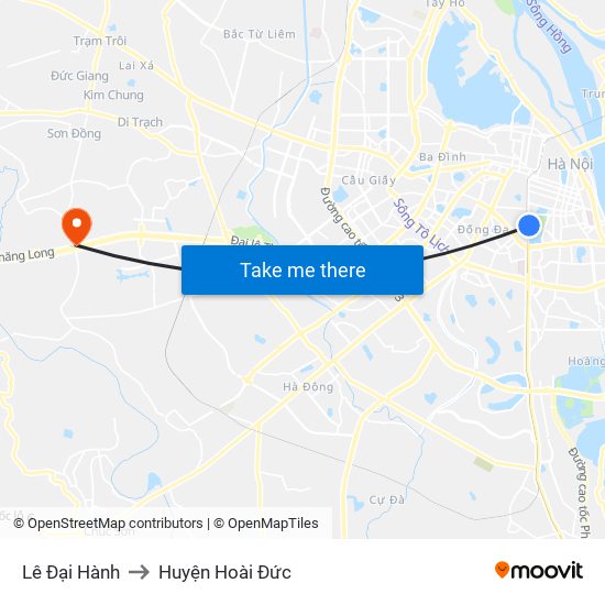 Lê Đại Hành to Huyện Hoài Đức map