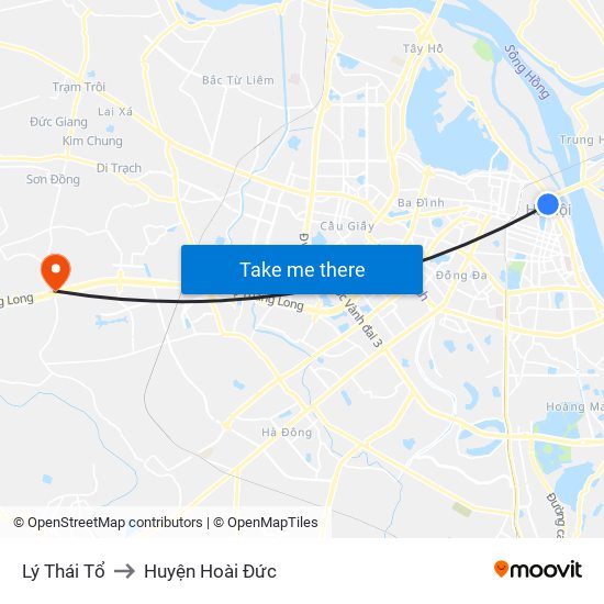 Lý Thái Tổ to Huyện Hoài Đức map