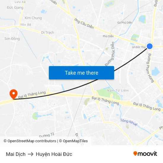 Mai Dịch to Huyện Hoài Đức map