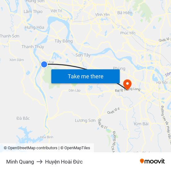 Minh Quang to Huyện Hoài Đức map