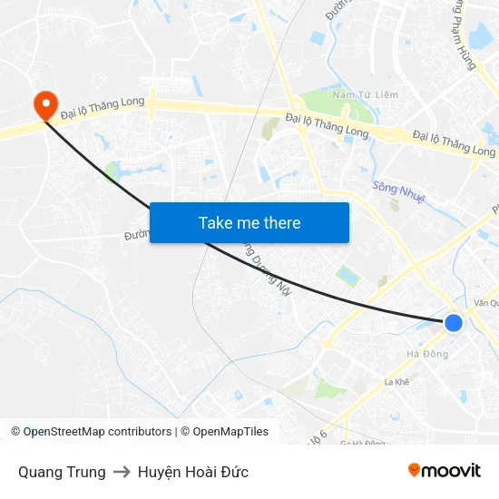 Quang Trung to Huyện Hoài Đức map
