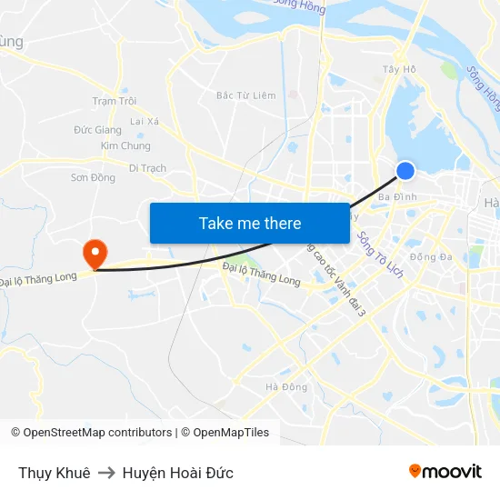 Thụy Khuê to Huyện Hoài Đức map