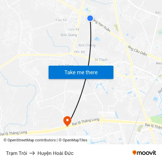 Trạm Trôi to Huyện Hoài Đức map