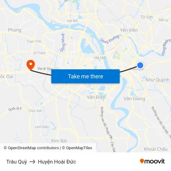 Trâu Quỳ to Huyện Hoài Đức map