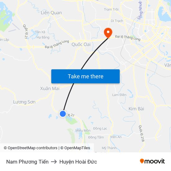 Nam Phương Tiến to Huyện Hoài Đức map