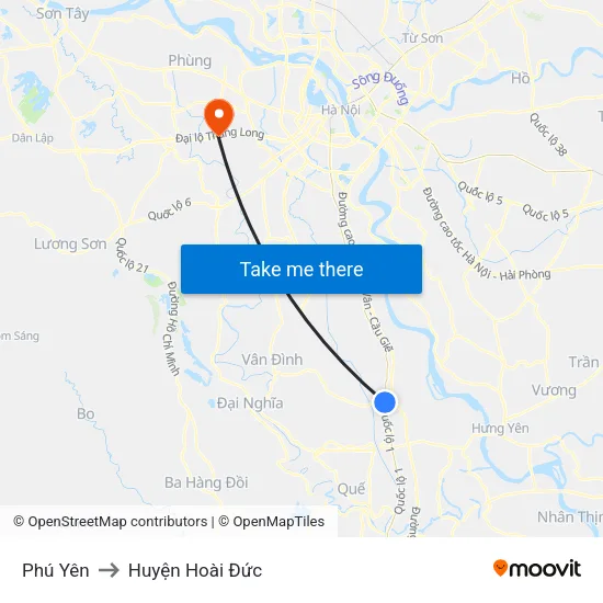 Phú Yên to Huyện Hoài Đức map