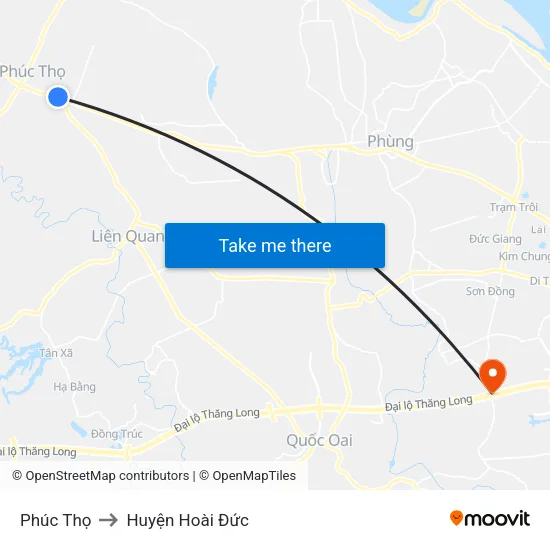 Phúc Thọ to Huyện Hoài Đức map