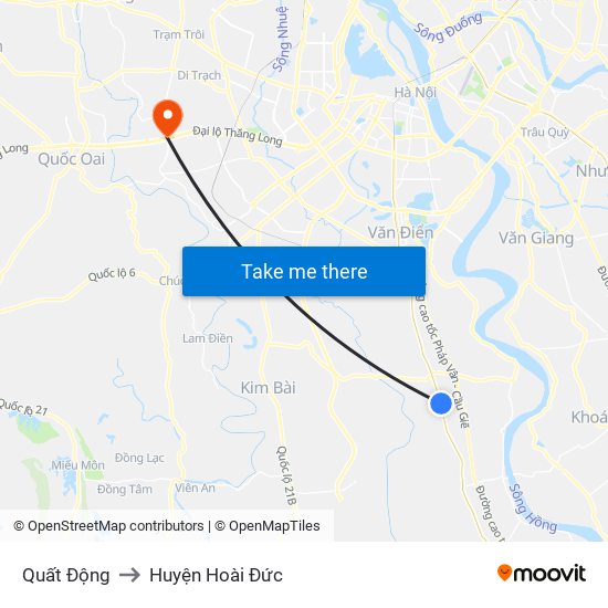 Quất Động to Huyện Hoài Đức map