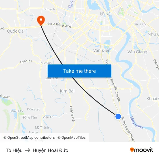 Tô Hiệu to Huyện Hoài Đức map