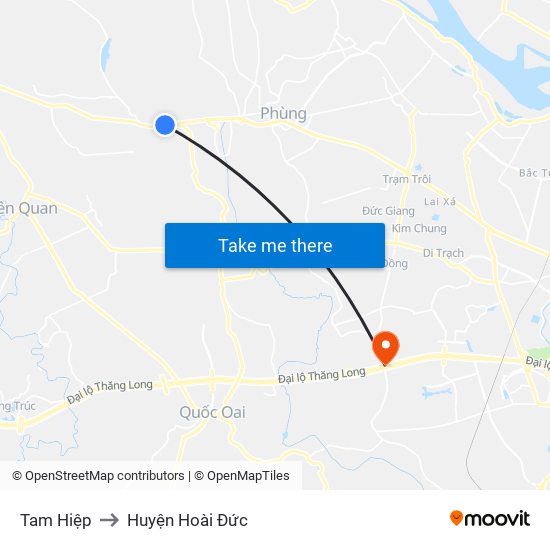 Tam Hiệp to Huyện Hoài Đức map