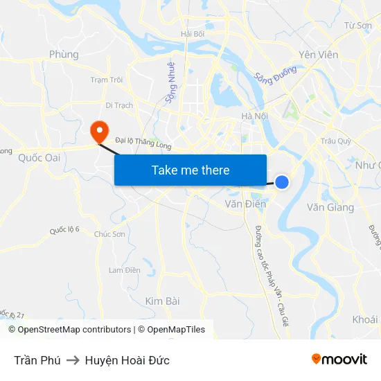 Trần Phú to Huyện Hoài Đức map