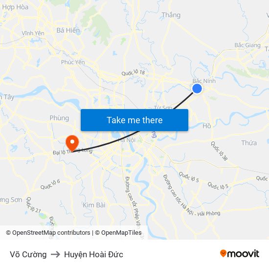 Võ Cường to Huyện Hoài Đức map