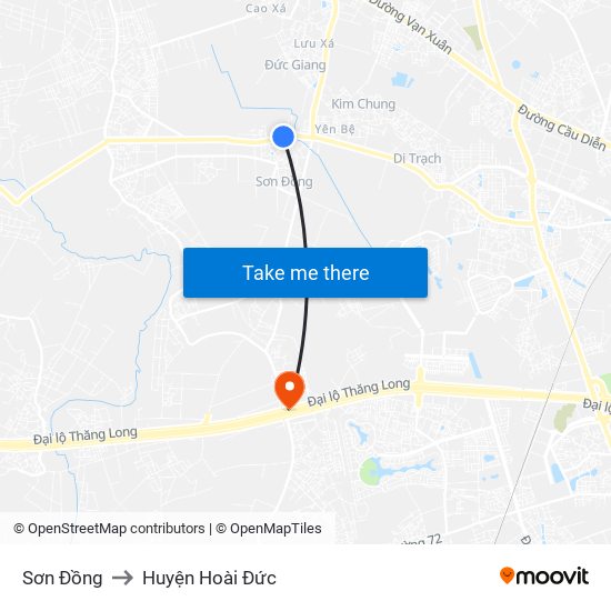 Sơn Đồng to Huyện Hoài Đức map