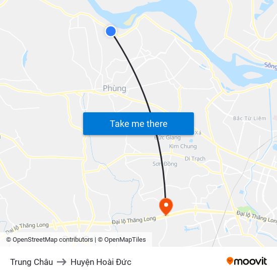 Trung Châu to Huyện Hoài Đức map