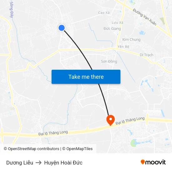 Dương Liễu to Huyện Hoài Đức map