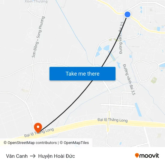 Vân Canh to Huyện Hoài Đức map