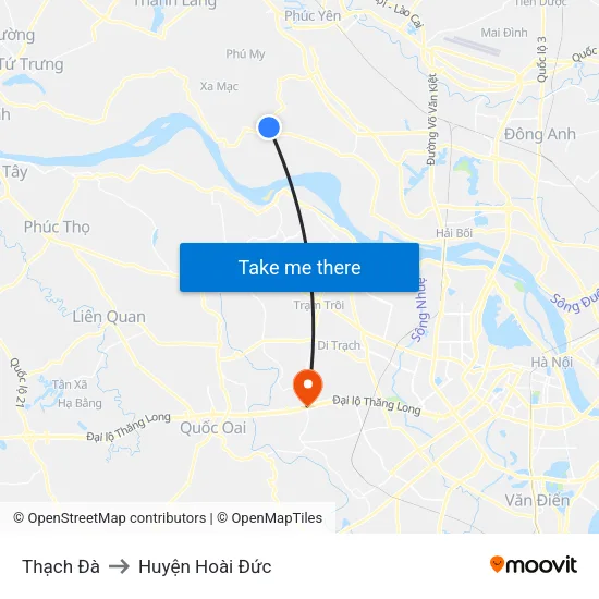 Thạch Đà to Huyện Hoài Đức map