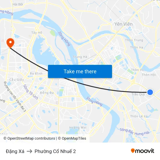 Đặng Xá to Phường Cổ Nhuế 2 map