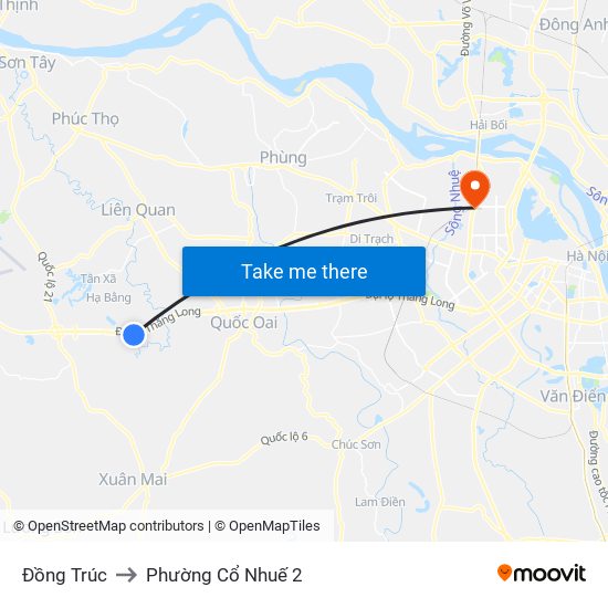 Đồng Trúc to Phường Cổ Nhuế 2 map