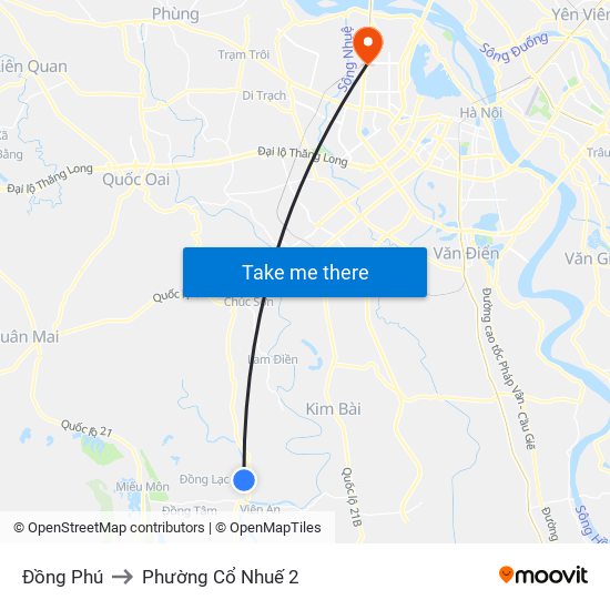 Đồng Phú to Phường Cổ Nhuế 2 map