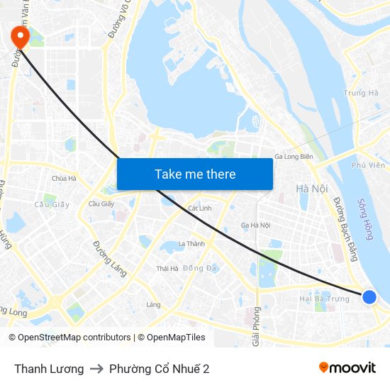 Thanh Lương to Phường Cổ Nhuế 2 map